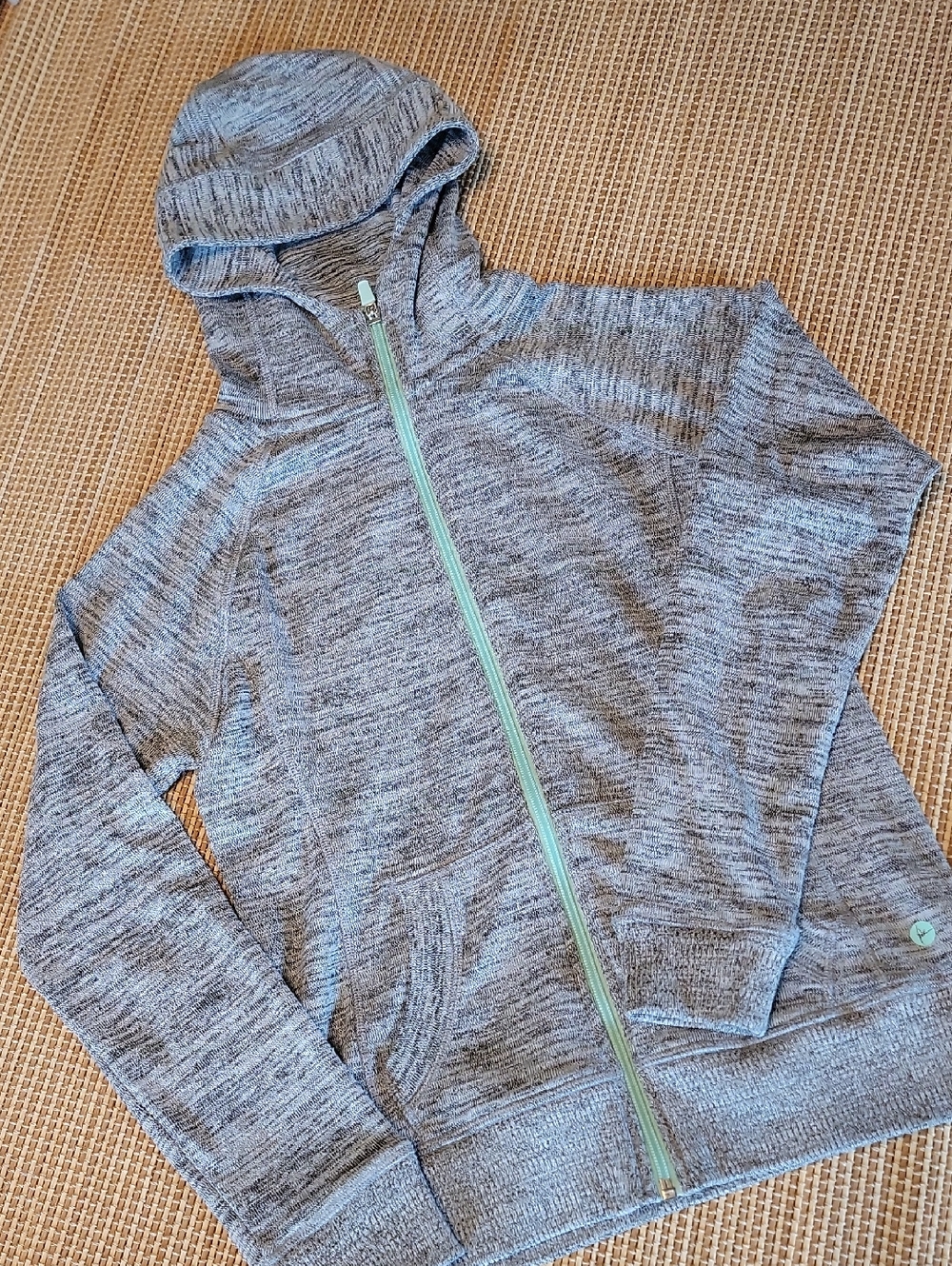90 Degree By Reflex Kids Gray Space Dye Hoodie with Mint Trim Soft Knit Fabric